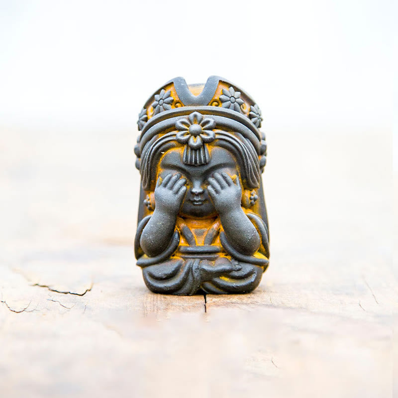 Estatua de resina fundida con óxido de hierro en polvo de Zakiram hecha a mano con Buddha Stones, decoración zen para el hogar