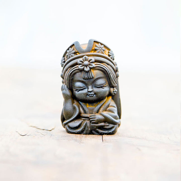 Estatua de resina fundida con óxido de hierro en polvo de Zakiram hecha a mano con Buddha Stones, decoración zen para el hogar