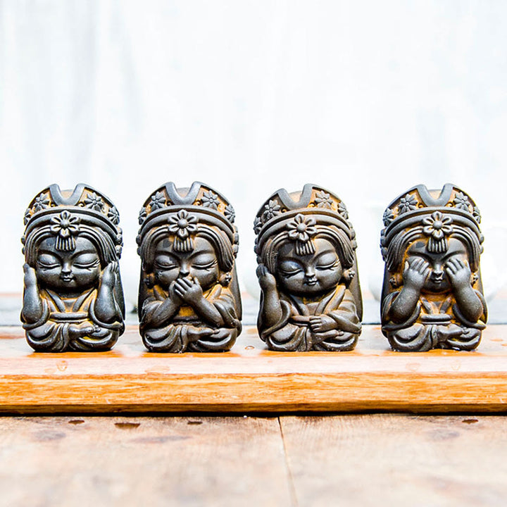 Estatua de resina fundida con óxido de hierro en polvo de Zakiram hecha a mano con Buddha Stones, decoración zen para el hogar