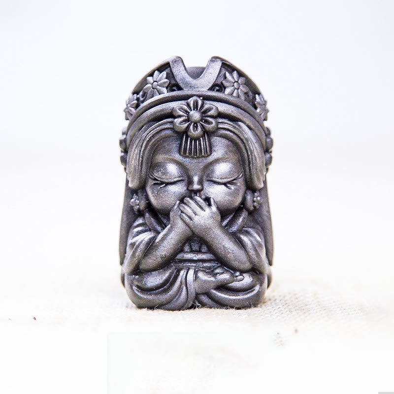 Estatua de resina fundida con óxido de hierro en polvo de Zakiram hecha a mano con Buddha Stones, decoración zen para el hogar