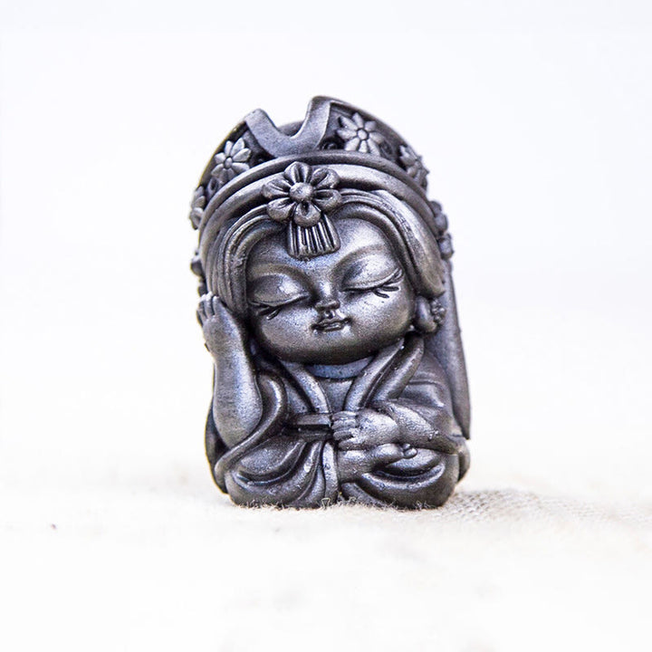 Estatua de resina fundida con óxido de hierro en polvo de Zakiram hecha a mano con Buddha Stones, decoración zen para el hogar