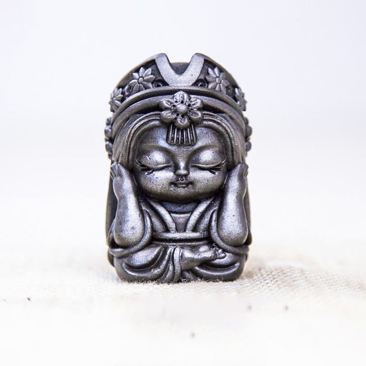 Estatua de resina fundida con óxido de hierro en polvo de Zakiram hecha a mano con Buddha Stones, decoración zen para el hogar