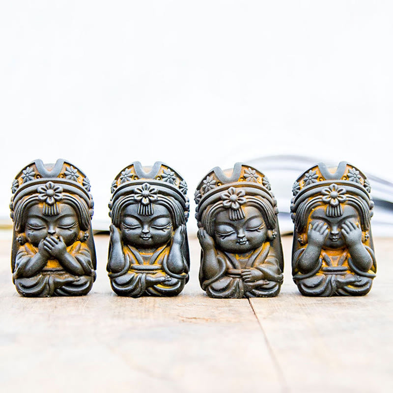 Estatua de resina fundida con óxido de hierro en polvo de Zakiram hecha a mano con Buddha Stones, decoración zen para el hogar