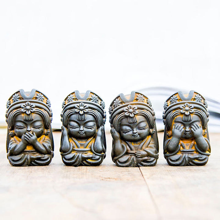 Estatua de resina fundida con óxido de hierro en polvo de Zakiram hecha a mano con Buddha Stones, decoración zen para el hogar