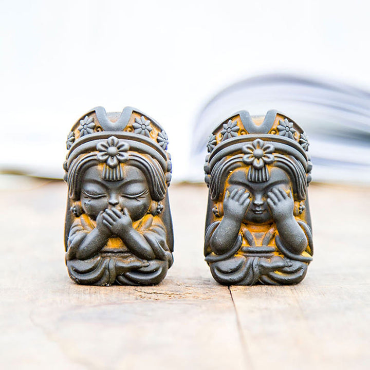 Estatua de resina fundida con óxido de hierro en polvo de Zakiram hecha a mano con Buddha Stones, decoración zen para el hogar