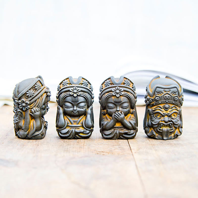 Estatua de resina fundida con óxido de hierro en polvo de Zakiram hecha a mano con Buddha Stones, decoración zen para el hogar