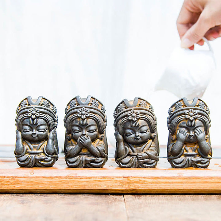 Estatua de resina fundida con óxido de hierro en polvo de Zakiram hecha a mano con Buddha Stones, decoración zen para el hogar