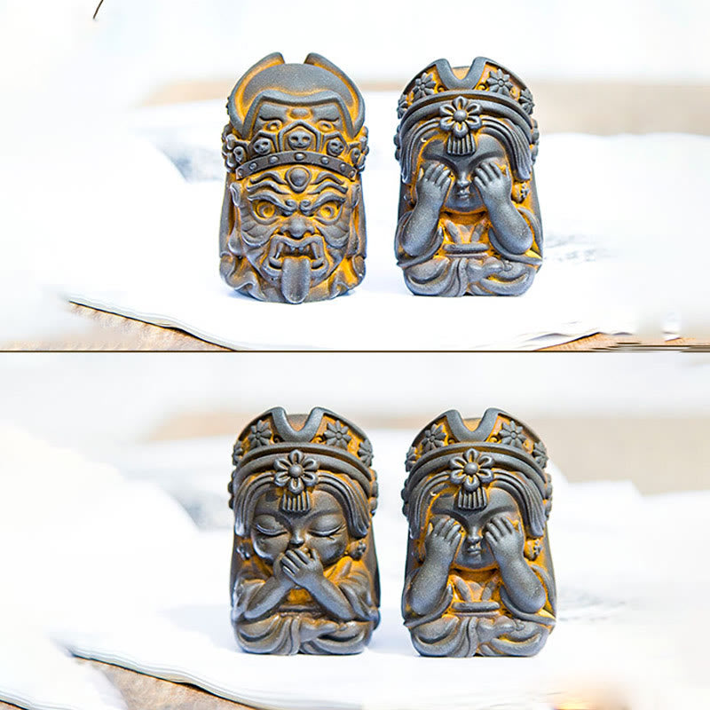 Estatua de resina fundida con óxido de hierro en polvo de Zakiram hecha a mano con Buddha Stones, decoración zen para el hogar