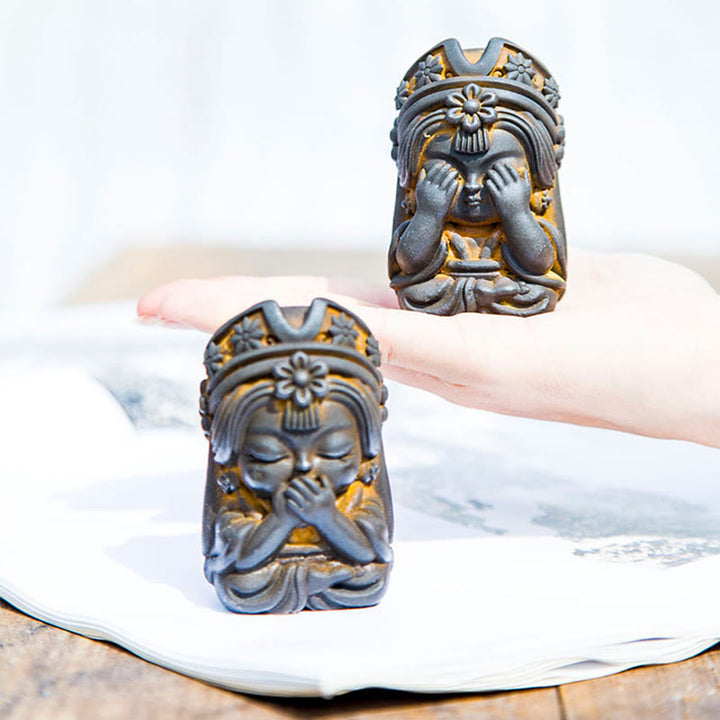 Estatua de resina fundida con óxido de hierro en polvo de Zakiram hecha a mano con Buddha Stones, decoración zen para el hogar