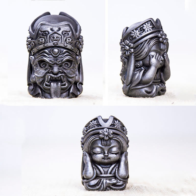 Estatua de resina fundida con óxido de hierro en polvo de Zakiram hecha a mano con Buddha Stones, decoración zen para el hogar