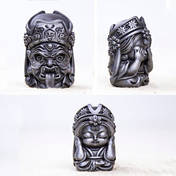 Estatua de resina fundida con óxido de hierro en polvo de Zakiram hecha a mano con Buddha Stones, decoración zen para el hogar