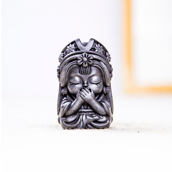 Estatua de resina fundida con óxido de hierro en polvo de Zakiram hecha a mano con Buddha Stones, decoración zen para el hogar