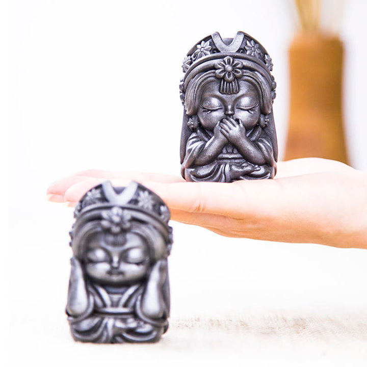 Estatua de resina fundida con óxido de hierro en polvo de Zakiram hecha a mano con Buddha Stones, decoración zen para el hogar