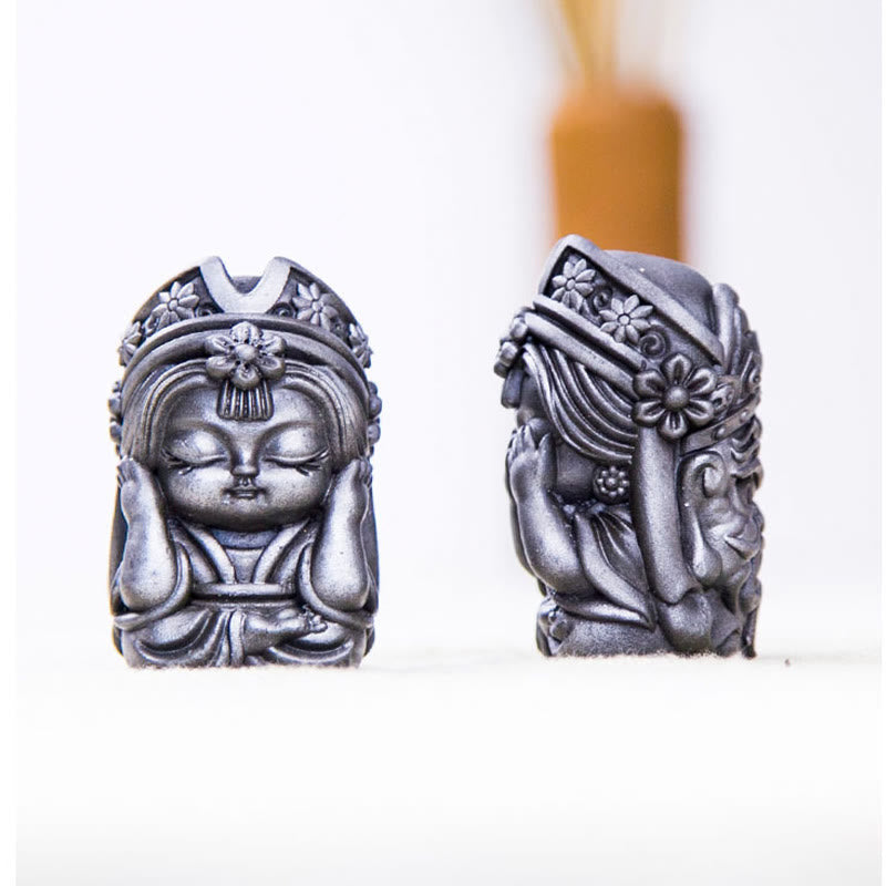 Estatua de resina fundida con óxido de hierro en polvo de Zakiram hecha a mano con Buddha Stones, decoración zen para el hogar