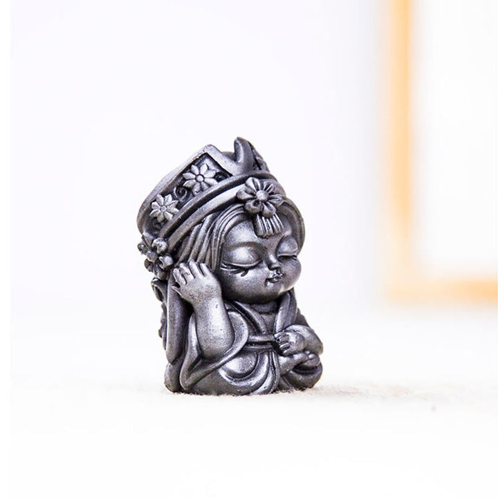 Estatua de resina fundida con óxido de hierro en polvo de Zakiram hecha a mano con Buddha Stones, decoración zen para el hogar