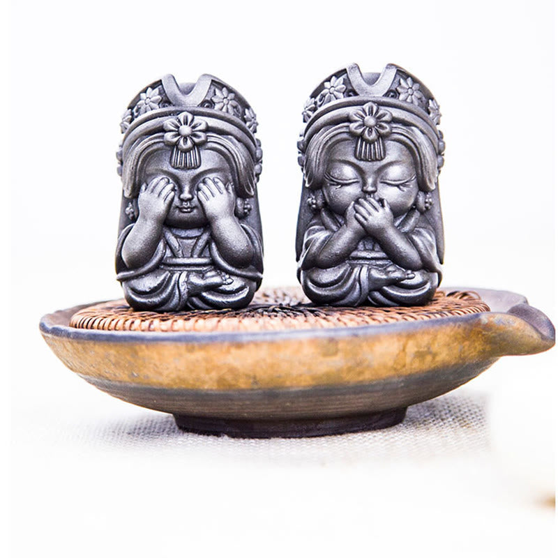 Estatua de resina fundida con óxido de hierro en polvo de Zakiram hecha a mano con Buddha Stones, decoración zen para el hogar