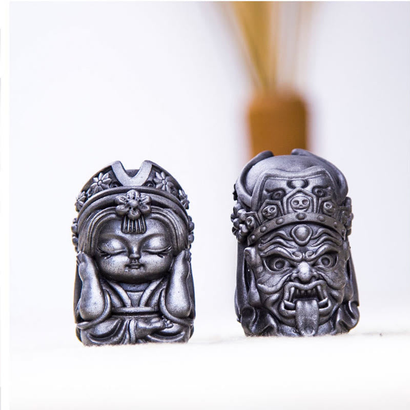 Estatua de resina fundida con óxido de hierro en polvo de Zakiram hecha a mano con Buddha Stones, decoración zen para el hogar