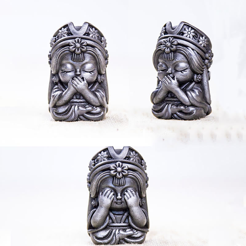 Estatua de resina fundida con óxido de hierro en polvo de Zakiram hecha a mano con Buddha Stones, decoración zen para el hogar