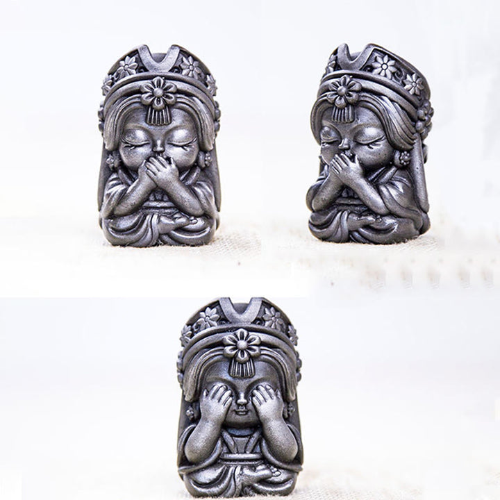 Estatua de resina fundida con óxido de hierro en polvo de Zakiram hecha a mano con Buddha Stones, decoración zen para el hogar