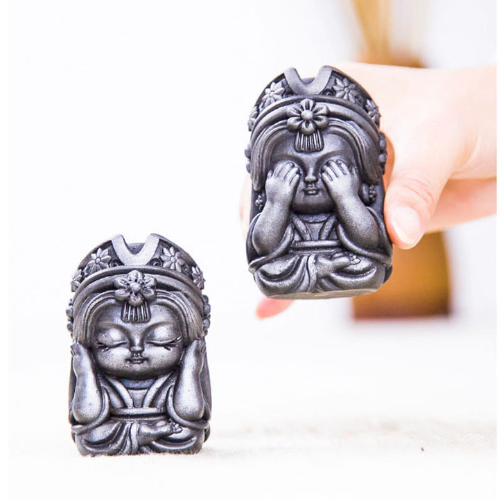 Estatua de resina fundida con óxido de hierro en polvo de Zakiram hecha a mano con Buddha Stones, decoración zen para el hogar