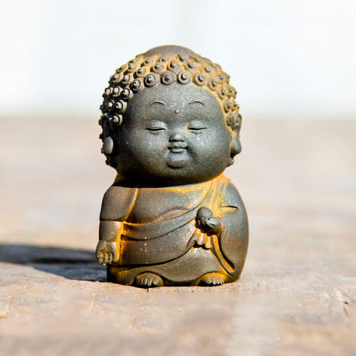 Estatua de resina fundida con óxido de hierro en polvo de Buddha Stones de pie, tumbado, sentado y pequeño, para decoración del hogar