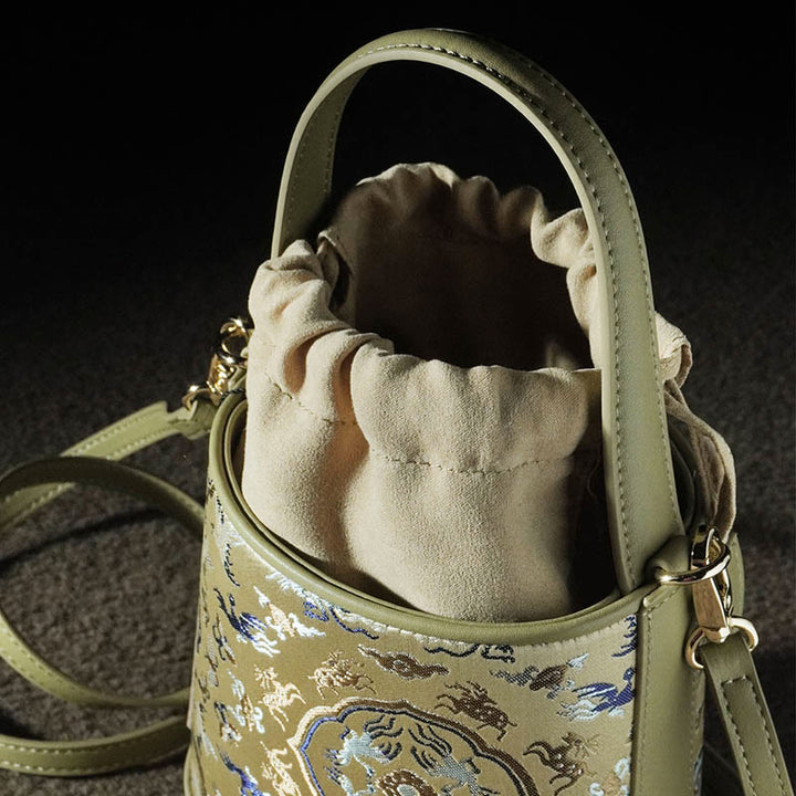 Bolso bandolera con brocado y diseño retro de ciervo y Buddha Stones