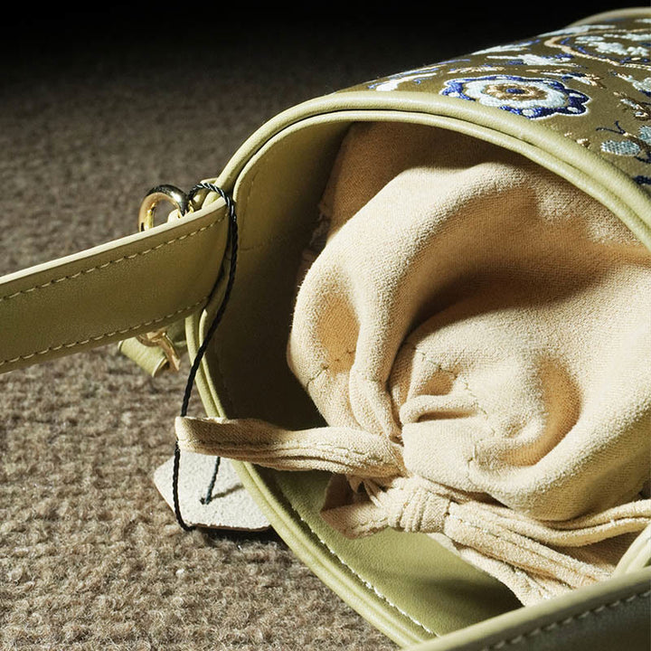 Bolso bandolera con brocado y diseño retro de ciervo y Buddha Stones