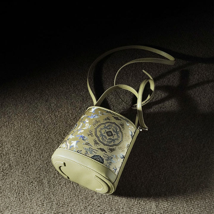 Bolso bandolera con brocado y diseño retro de ciervo y Buddha Stones