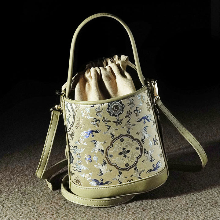 Bolso bandolera con brocado y diseño retro de ciervo y Buddha Stones