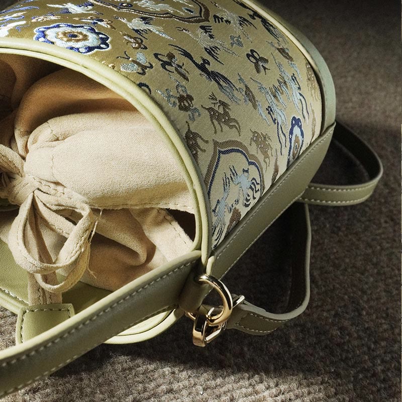Bolso bandolera con brocado y diseño retro de ciervo y Buddha Stones