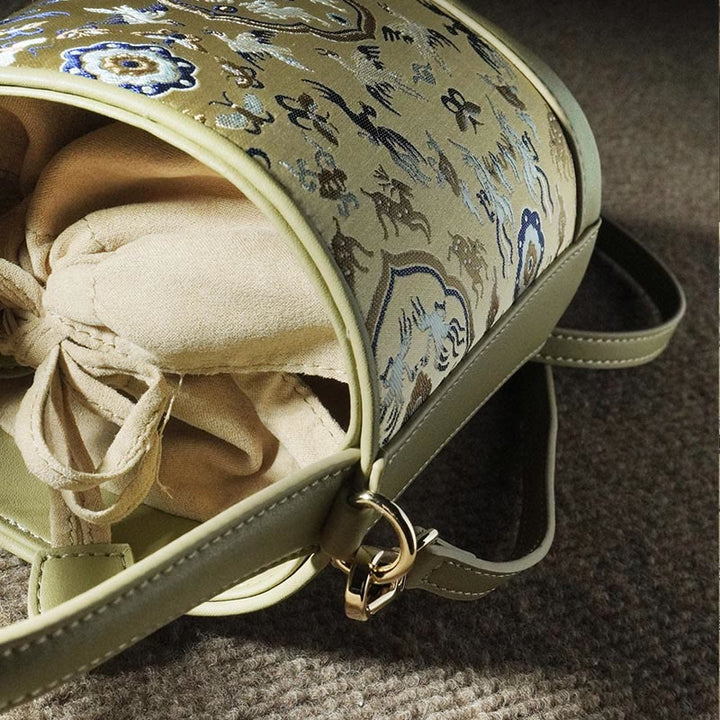 Bolso bandolera con brocado y diseño retro de ciervo y Buddha Stones