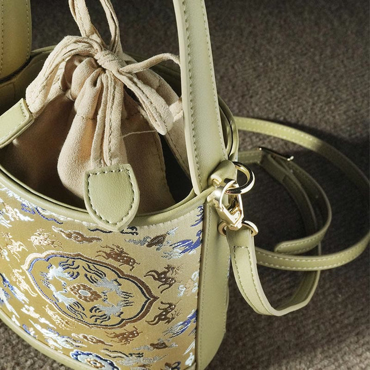 Bolso bandolera con brocado y diseño retro de ciervo y Buddha Stones