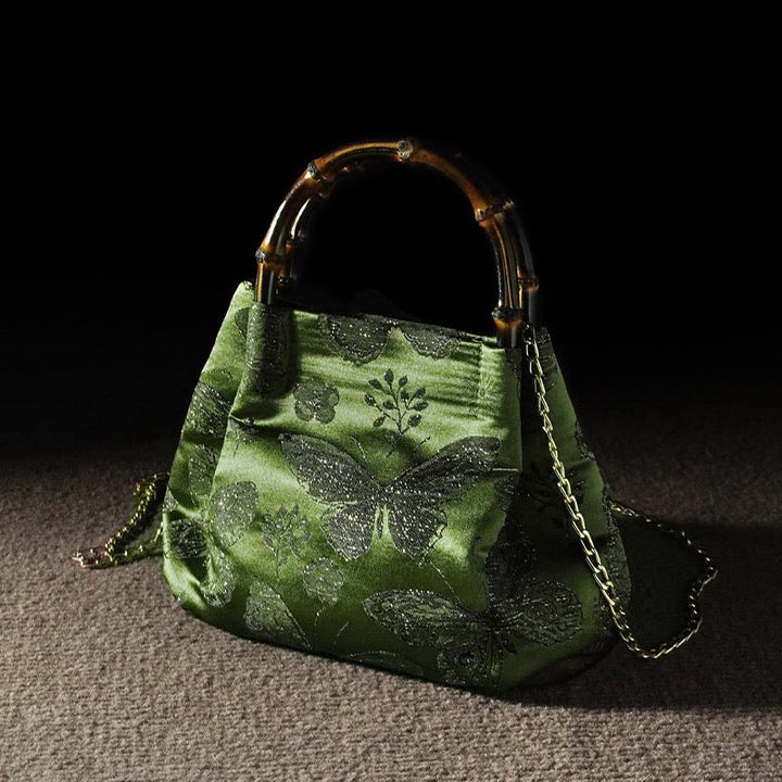 Bolso bandolera con cadena de metal y asa de bambú con diseño de Buddha Stones - image 1