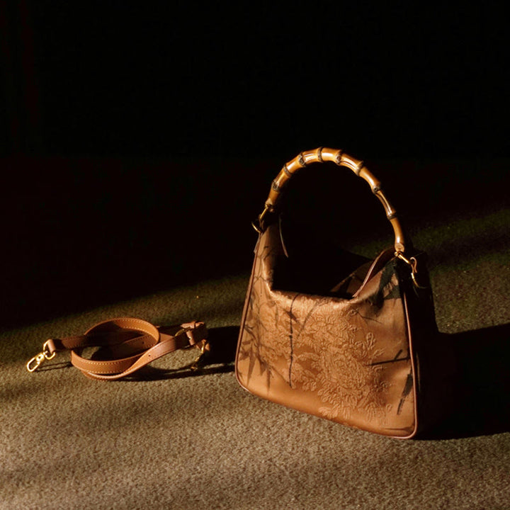 Bolso bandolera de seda Xiangyunsha con asa de Buddha Stones de Buda
