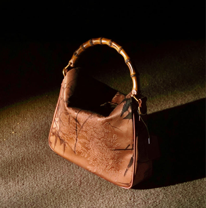 Bolso bandolera de seda Xiangyunsha con asa de Buddha Stones de Buda