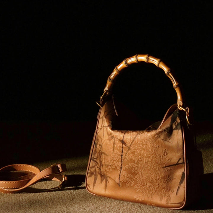 Bolso bandolera de seda Xiangyunsha con asa de Buddha Stones de Buda