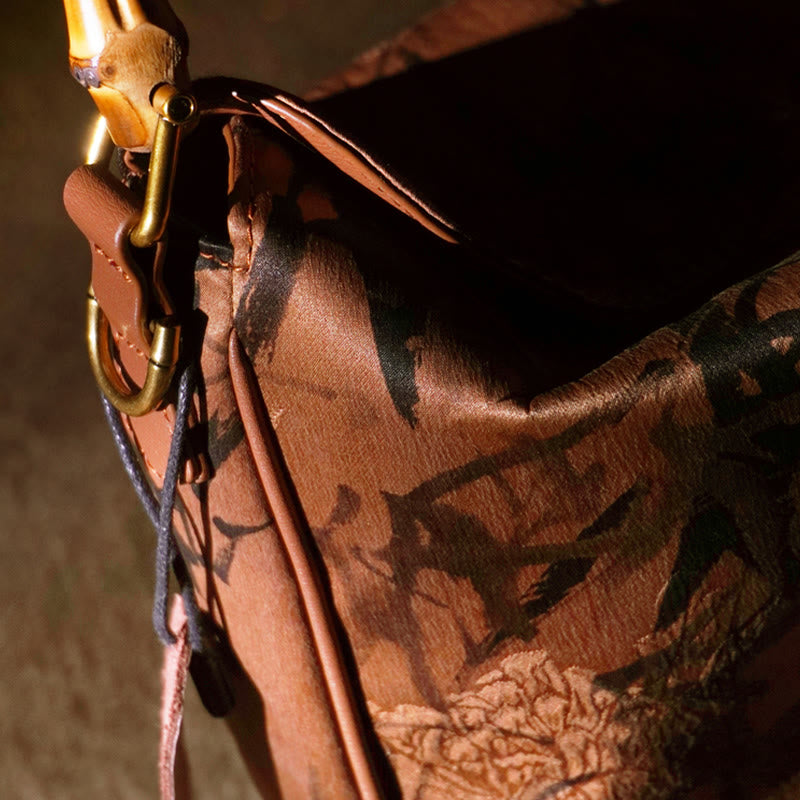 Bolso bandolera de seda Xiangyunsha con asa de Buddha Stones de Buda