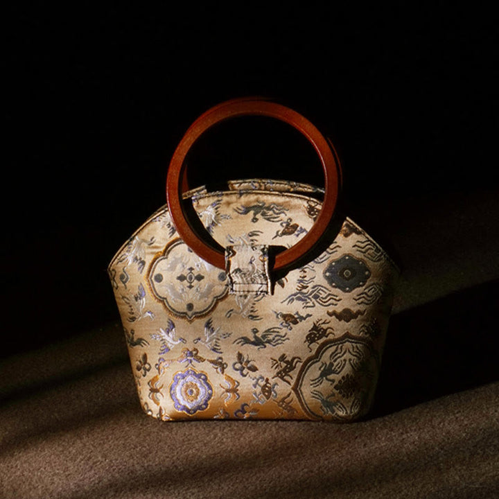 Bolso bandolera con cadena de metal y asa de madera con diseño de ciervo, grulla y Buddha Stones, para colgar