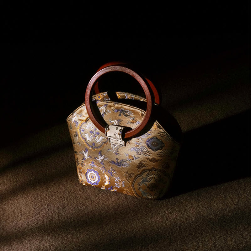 Bolso bandolera con cadena de metal y asa de madera con diseño de ciervo, grulla y Buddha Stones, para colgar