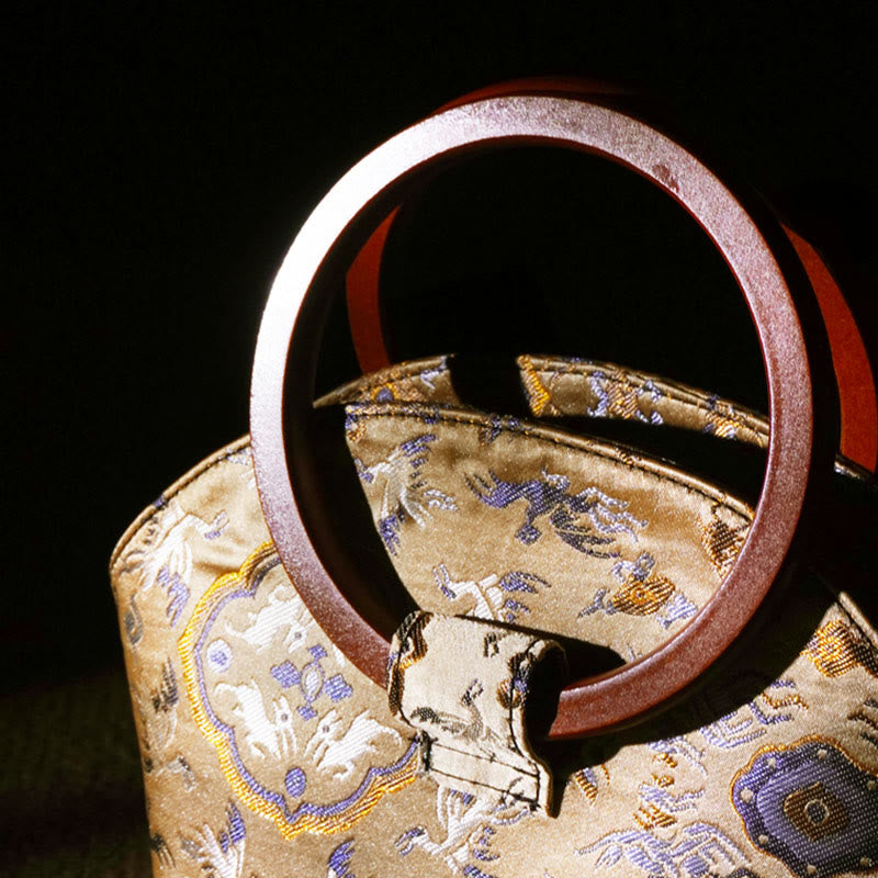 Bolso bandolera con cadena de metal y asa de madera con diseño de ciervo, grulla y Buddha Stones, para colgar