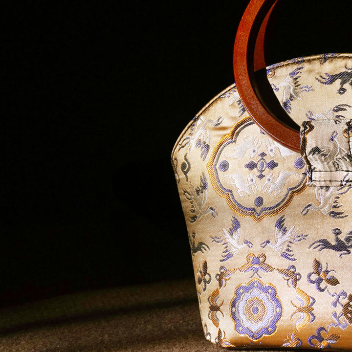 Bolso bandolera con cadena de metal y asa de madera con diseño de ciervo, grulla y Buddha Stones, para colgar