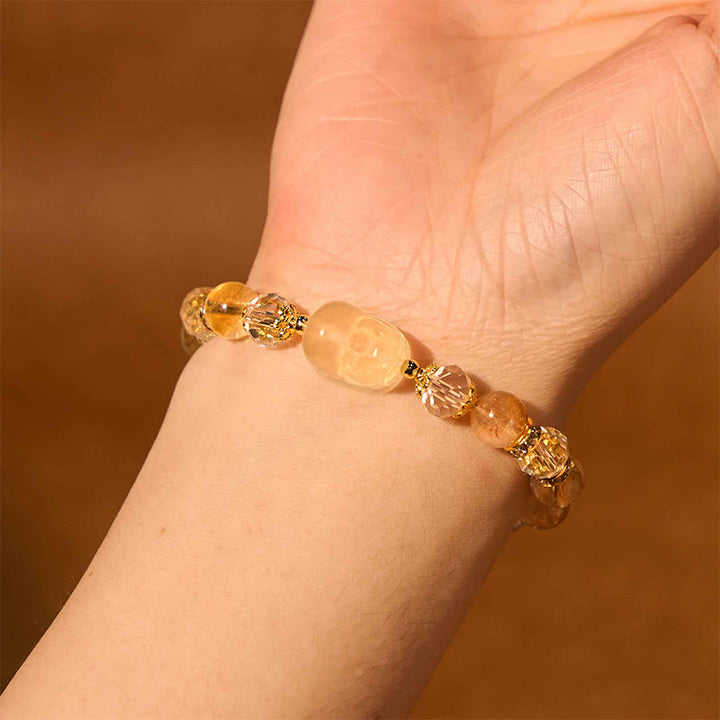 Pulsera de prosperidad de Pixiu con citrino natural y Buddha Stones