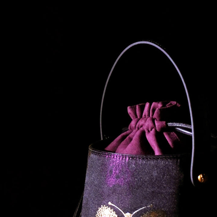Bolso bandolera con brocado y diseño de mariposas y Buddha Stones