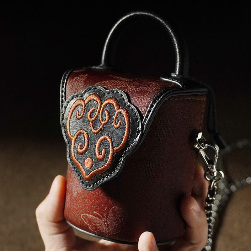 Bolso bandolera de seda Xiangyunsha con Buddha Stones , nubes auspiciosas, flores de mariposa y bolsos colgantes