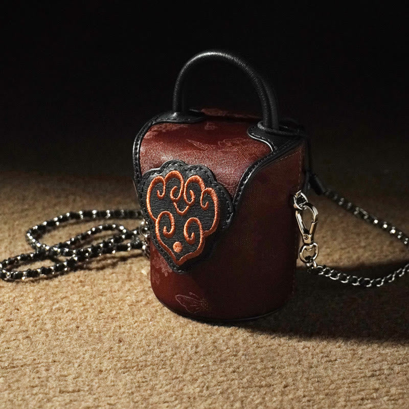 Bolso bandolera de seda Xiangyunsha con Buddha Stones , nubes auspiciosas, flores de mariposa y bolsos colgantes