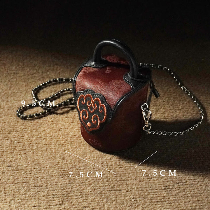 Bolso bandolera de seda Xiangyunsha con Buddha Stones , nubes auspiciosas, flores de mariposa y bolsos colgantes