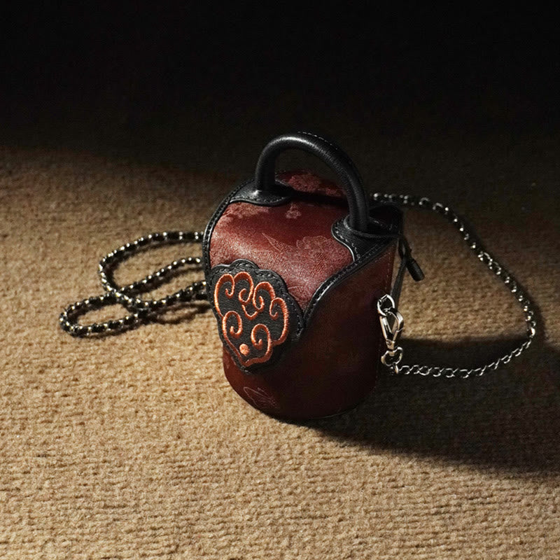 Bolso bandolera de seda Xiangyunsha con Buddha Stones , nubes auspiciosas, flores de mariposa y bolsos colgantes