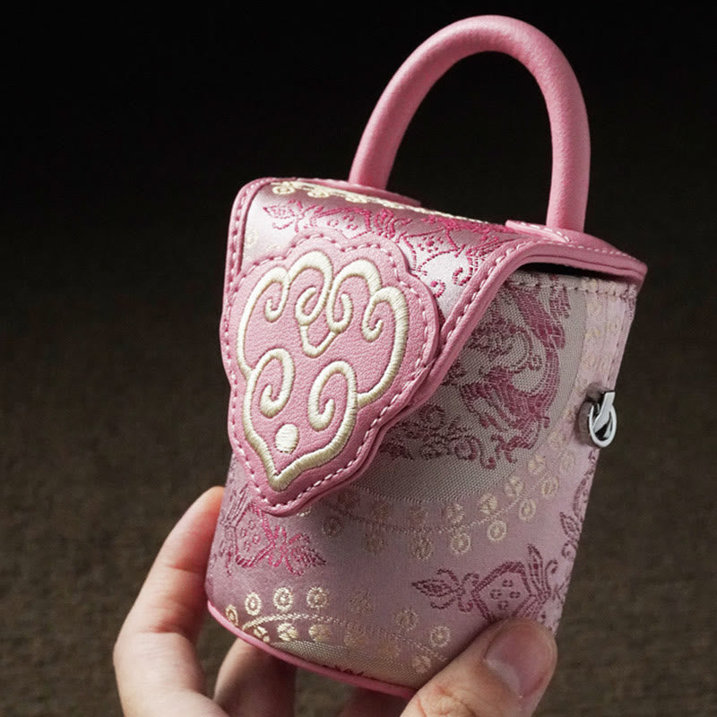 Bolso bandolera de seda Xiangyunsha con Buddha Stones , nubes auspiciosas, flores de mariposa y bolsos colgantes