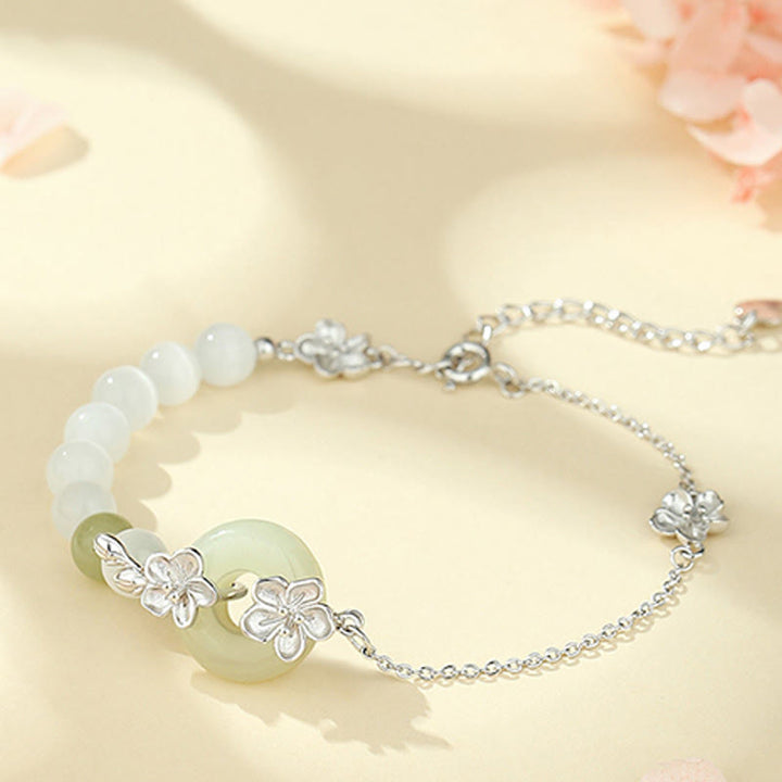 Pulsera de plata de ley 999 con Buddha Stones, jade hetiano crisoberilo y amor - Jade hetiano crisoberilo en plata de ley 999 (circunferencia de la muñeca: 14-19 cm) - image 9
