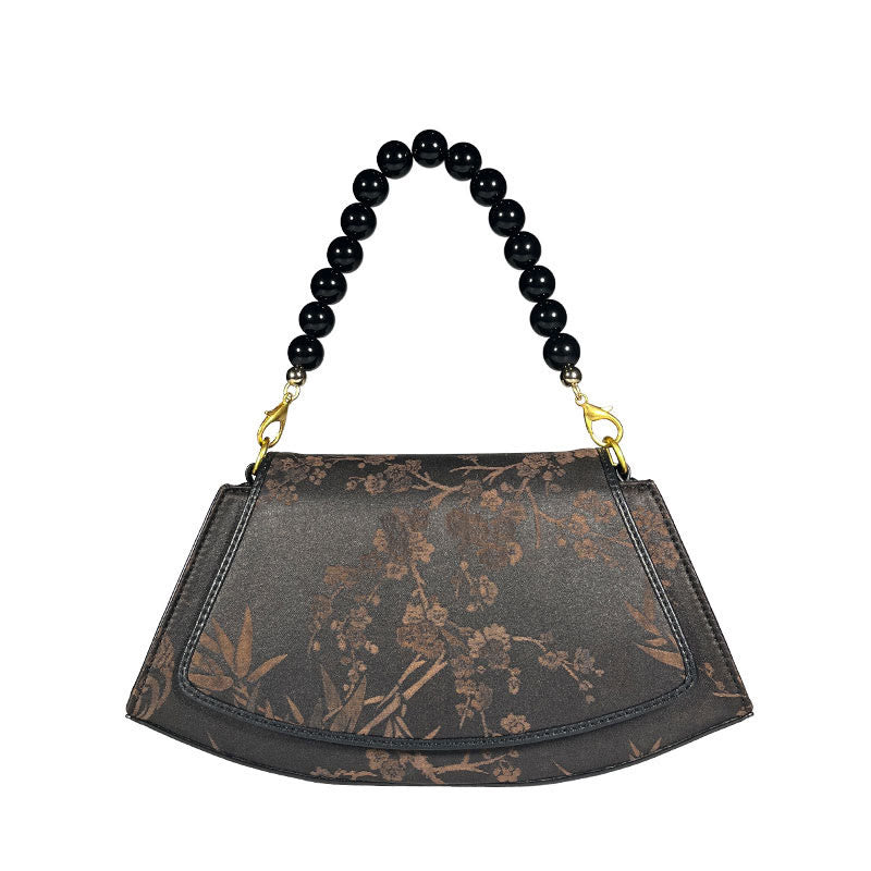 Bolso bandolera de seda Xiangyunsha con cadena de cuentas de Buddha Stones